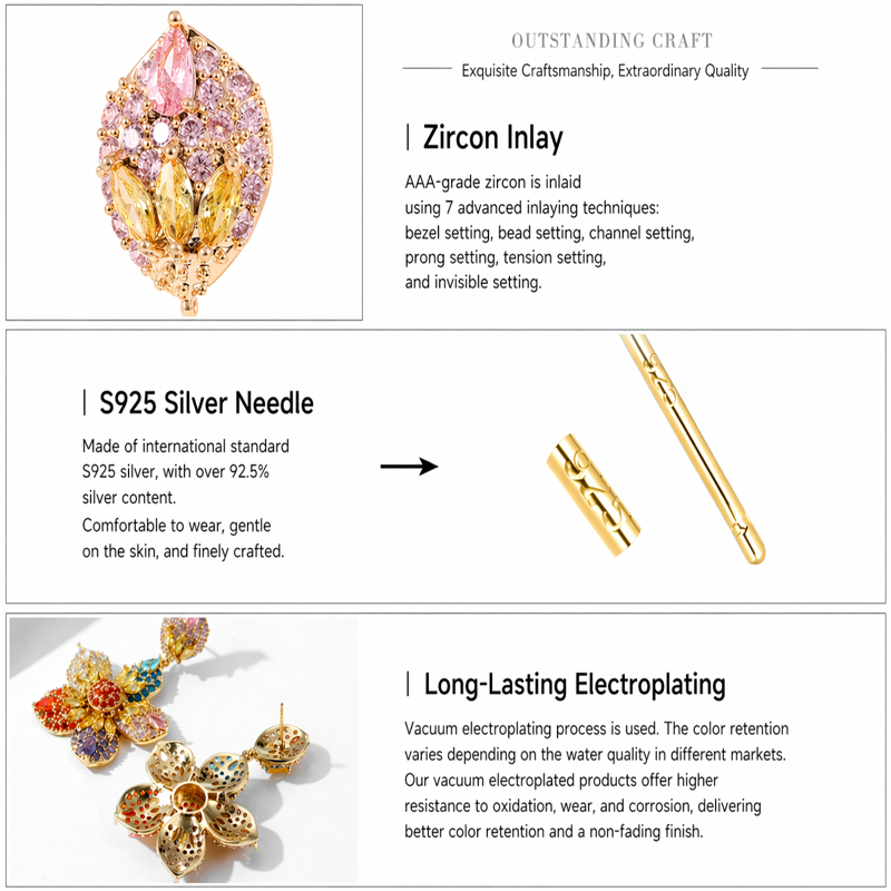 Luxury Multicolor Crystal Flower Drop Earrings for Women – Premium Statement Party Jewelry