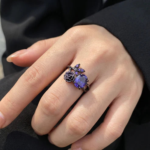 Enchanted Amethyst Rose Vine Ring
