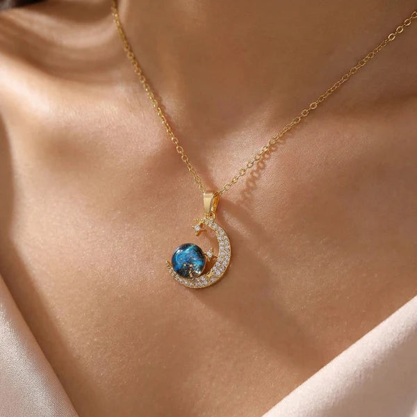 Celestial Moonlight Galaxy Crystal Necklace