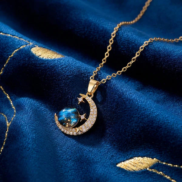 Celestial Moonlight Galaxy Crystal Necklace