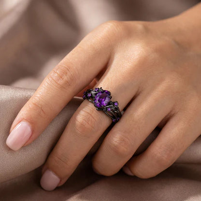 Enchanted Amethyst Rose Vine Ring