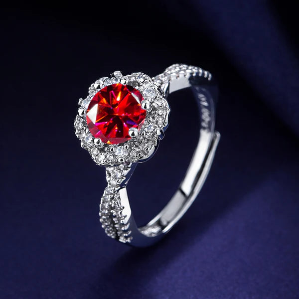 Purple Floral Gemstone Ring (Gold Tone)