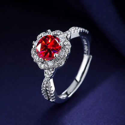 Purple Floral Gemstone Ring (Gold Tone)