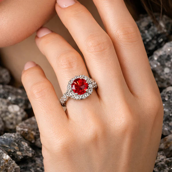 Purple Floral Gemstone Ring (Gold Tone)