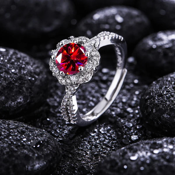 Purple Floral Gemstone Ring (Gold Tone)