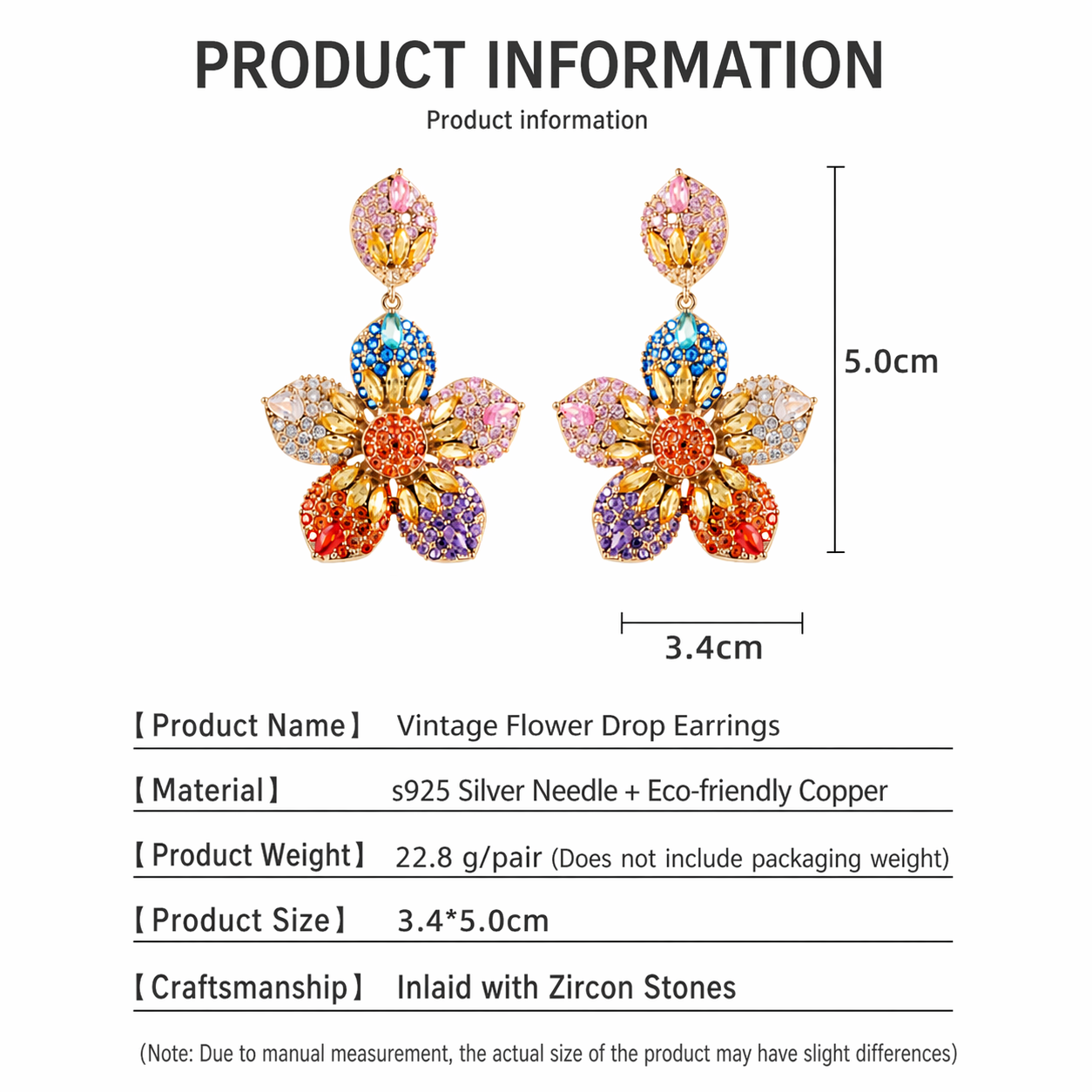 Luxury Multicolor Crystal Flower Drop Earrings for Women – Premium Statement Party Jewelry
