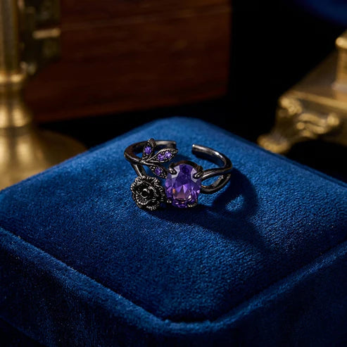 Enchanted Amethyst Rose Vine Ring