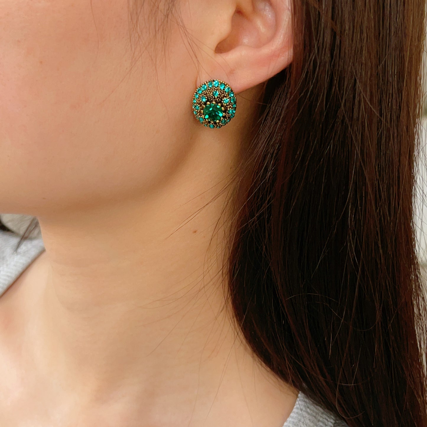 Royal Emerald Green Stud Earrings for Women