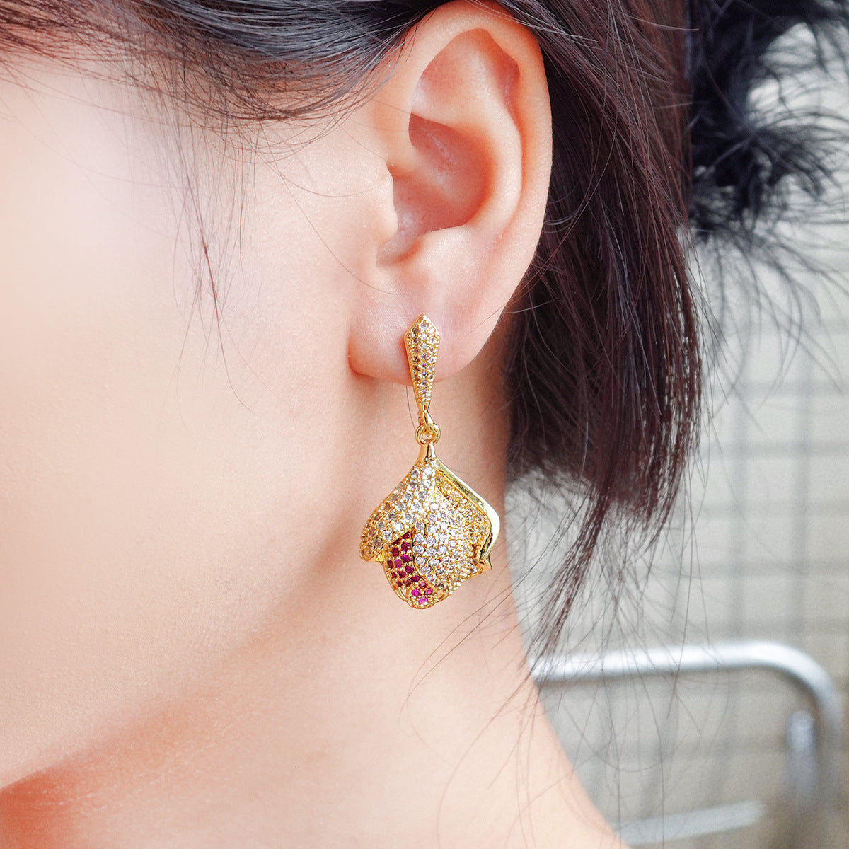 Luxury Crystal Flower Drop Earrings