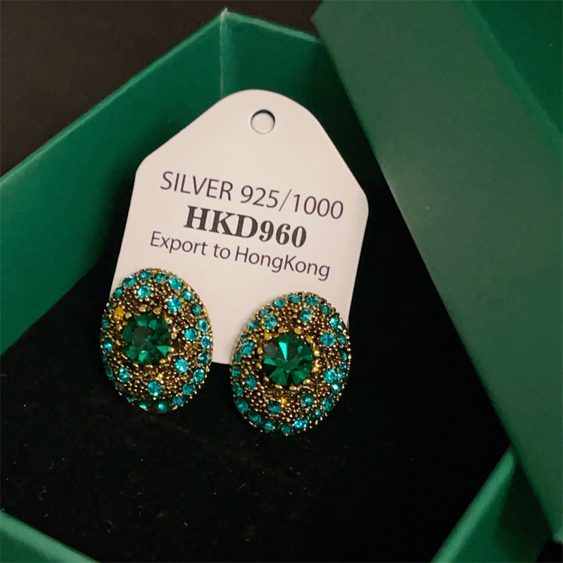 Royal Emerald Green Stud Earrings for Women