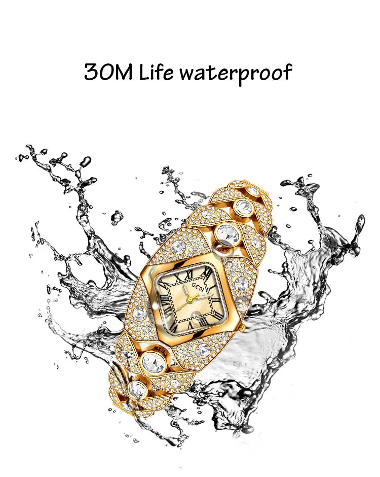 Women’s Diamond Luxury Watch – Elegant Waterproof Quartz Bracelet Timepiece