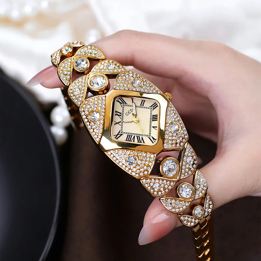 Women’s Diamond Luxury Watch – Elegant Waterproof Quartz Bracelet Timepiece