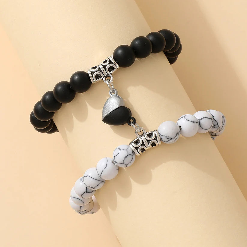 Yin & Yang Magnetic Heart Bracelets