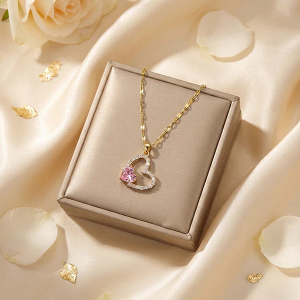 Love Duo Heart Pendant Necklace
