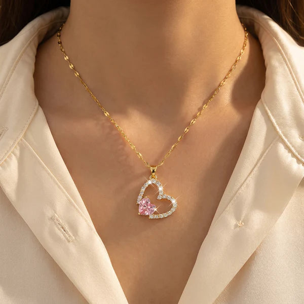 Love Duo Heart Pendant Necklace
